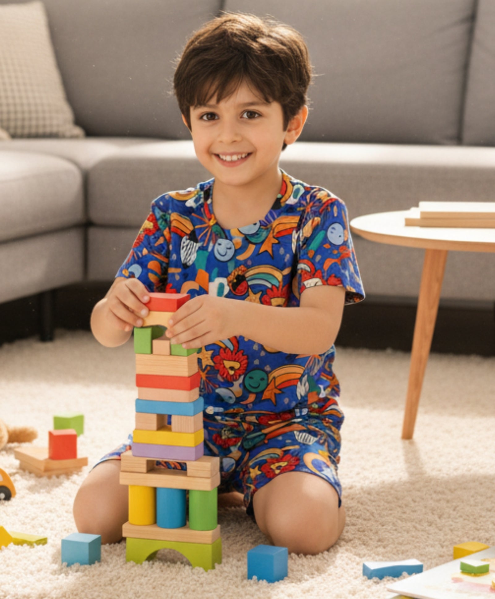 ANIMAL BLUE SLEEPWEAR SHORTS SET - BLUE - Anthrilo 