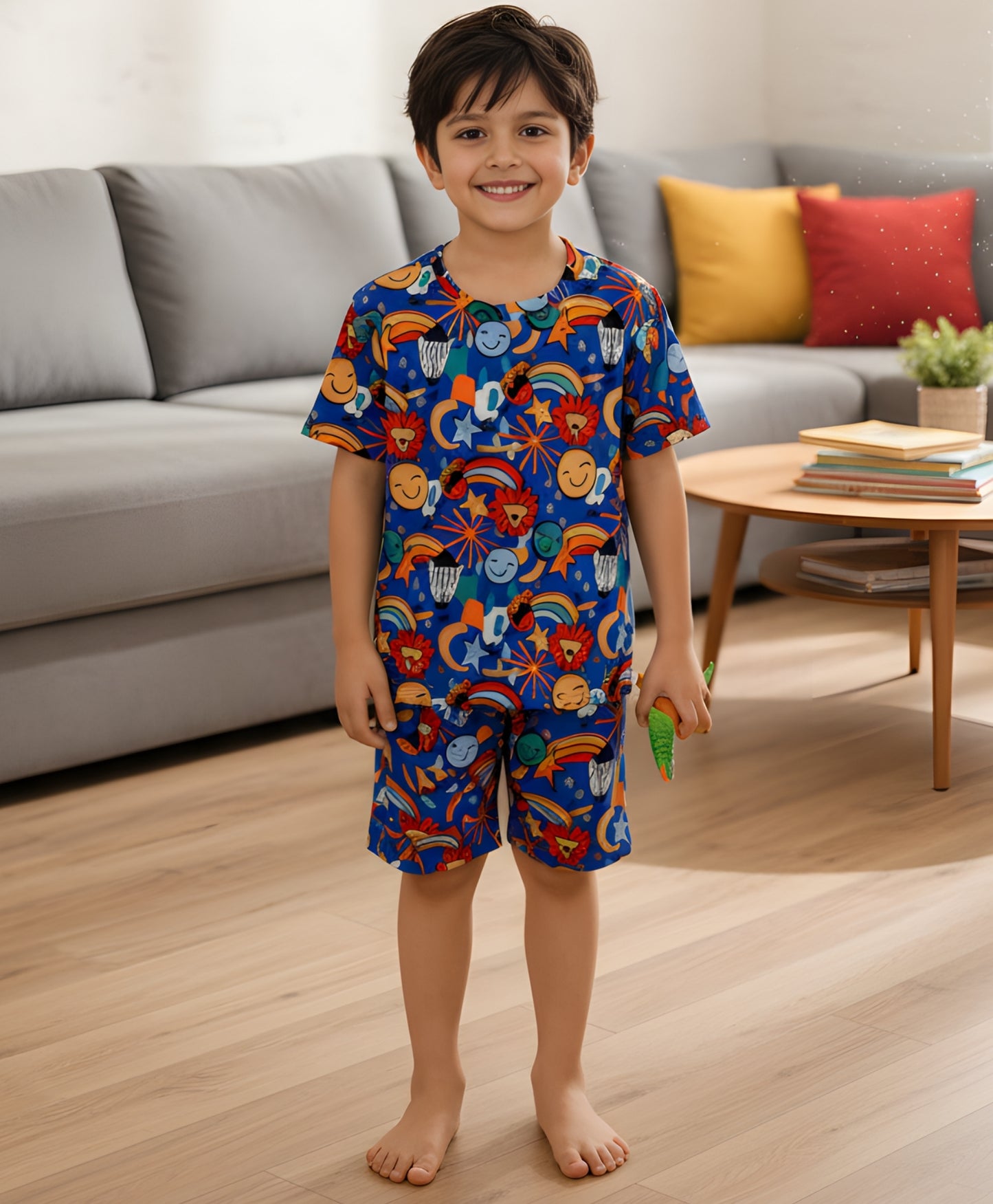 ANIMAL BLUE SLEEPWEAR SHORTS SET - BLUE - Anthrilo 