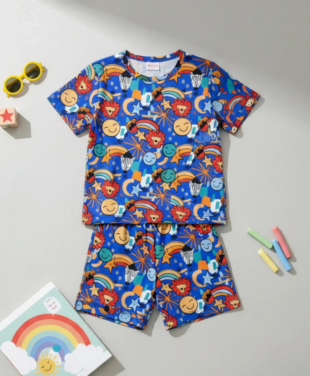 ANIMAL BLUE SLEEPWEAR SHORTS SET - BLUE - Anthrilo 