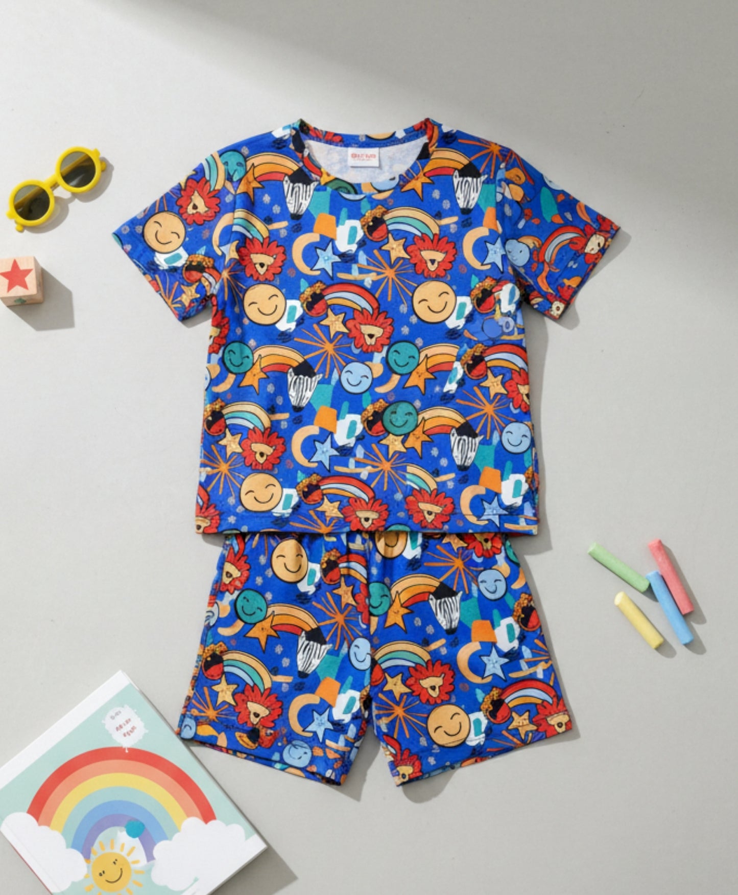 ANIMAL BLUE SLEEPWEAR SHORTS SET - BLUE - Anthrilo 