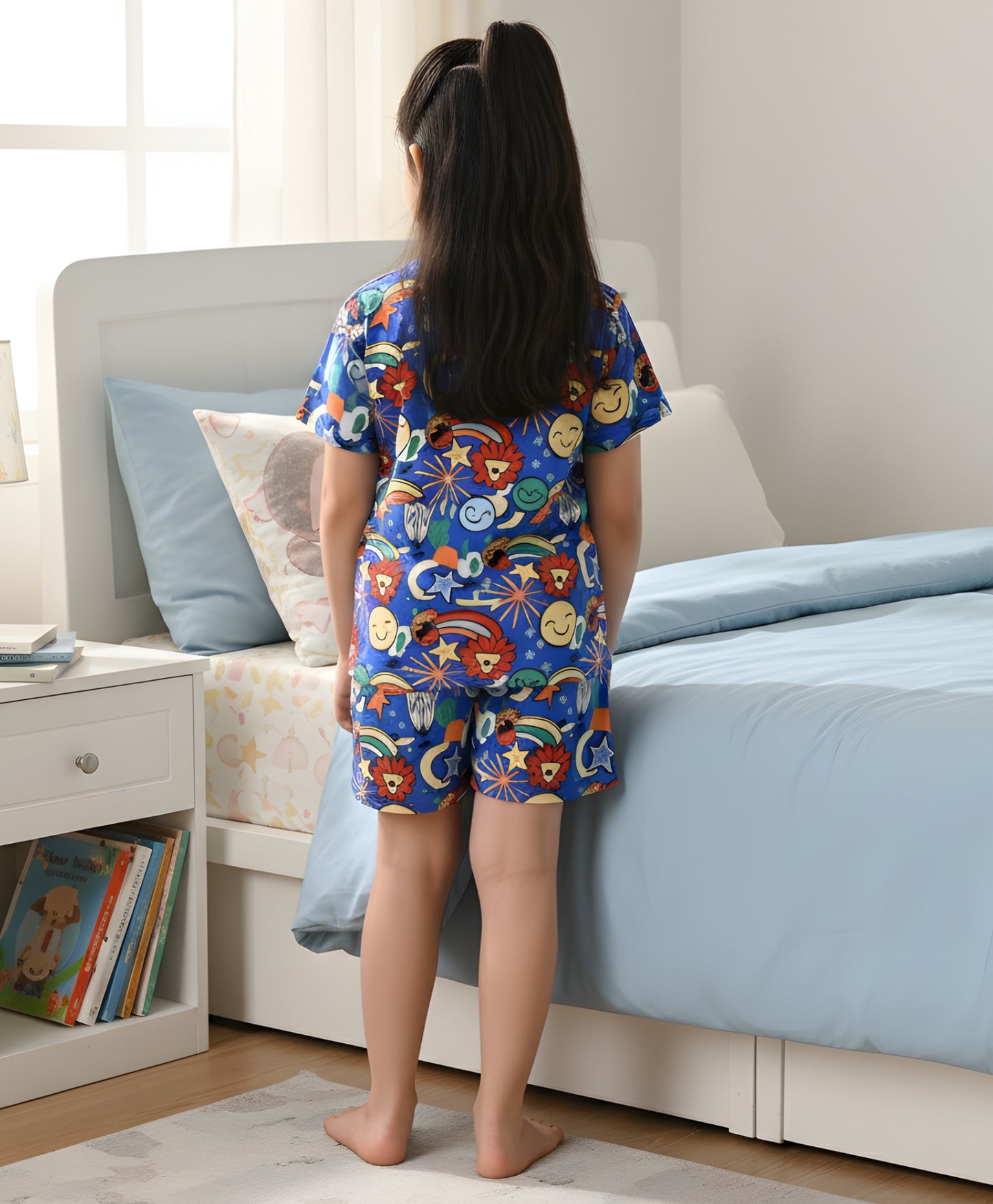 ANIMAL BLUE GIRLS  SLEEPWEAR SHORTS SET - BLUE - Anthrilo 