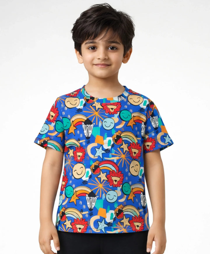 ANIMAL SHORT SLEEVE T-SHIRT - BLUE - Anthrilo 