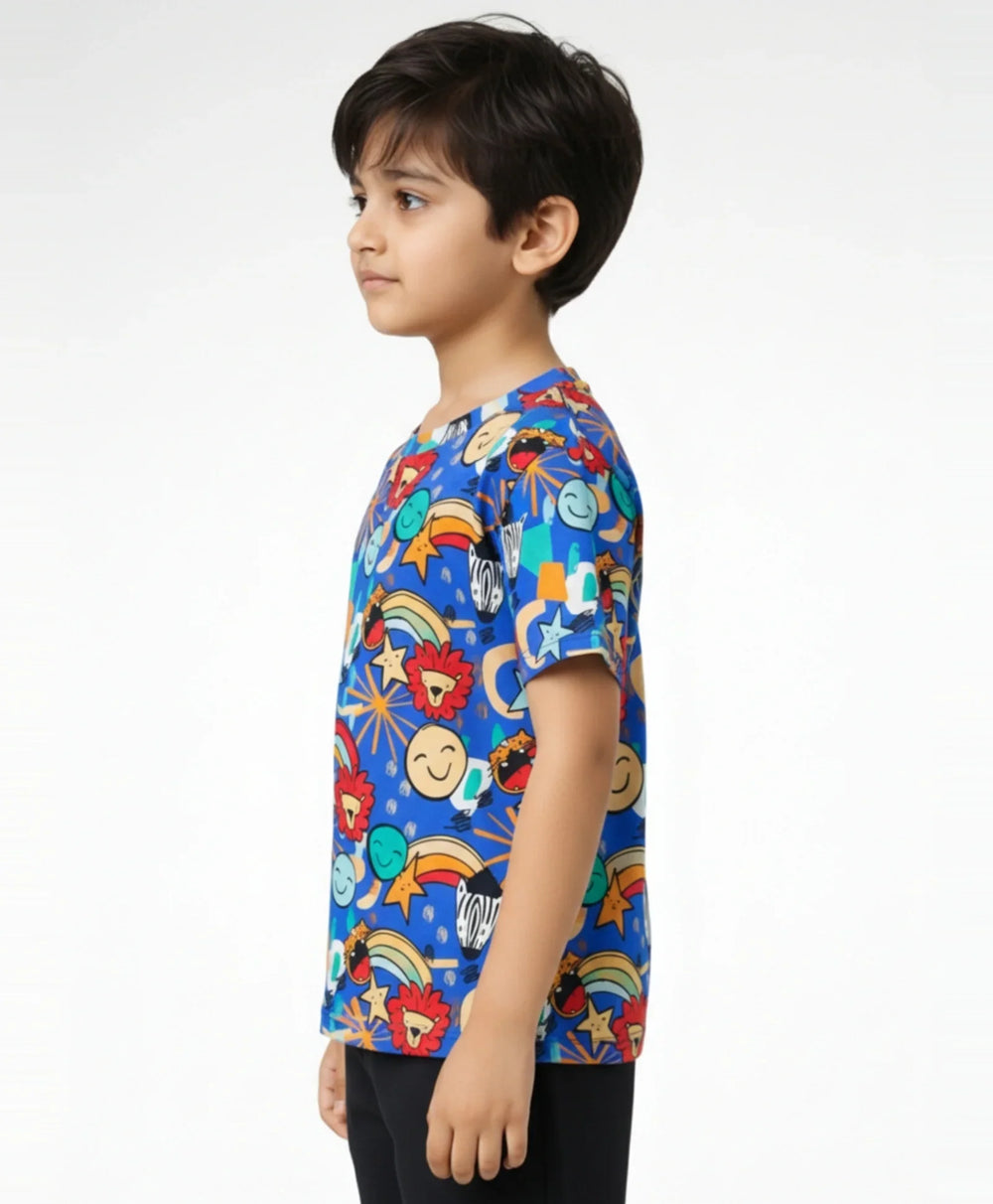 ANIMAL SHORT SLEEVE T-SHIRT - BLUE - Anthrilo 