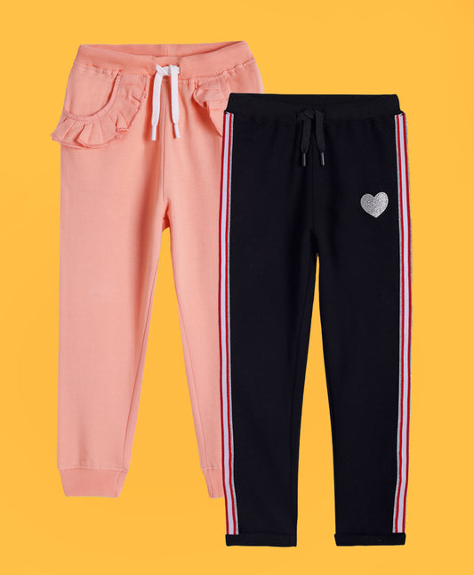 SUMMER BLACK TAPE AND PRETTY PEACH FRILL JOGGER (PACK OF 2)