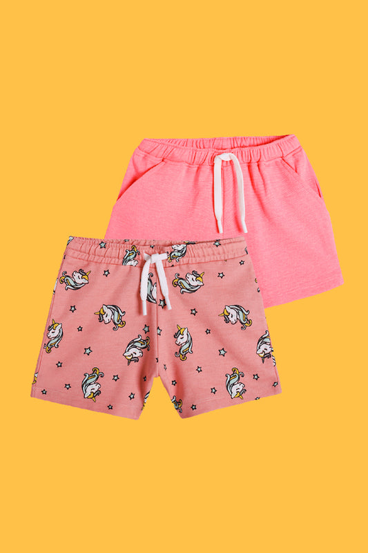 UNICORN STAR AND NEON PINK SHORTS (PACK OF 2)