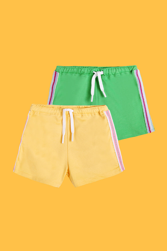 YELLOW SIDE TAPE AND GREEN SIDE TAPE SHORTS (PACK OF 2) - Anthrilo India
