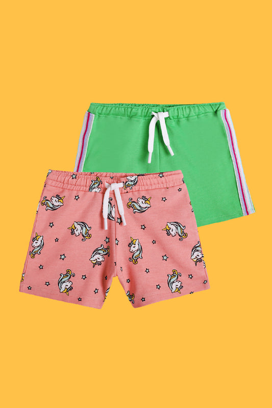 UNICORN STAR AND GREEN SIDE TAPE SHORTS (PACK OF 2)