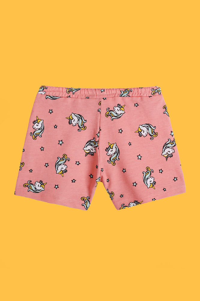 PINK FRILL AND UNICORN STAR SHORTS (PACK OF 2)