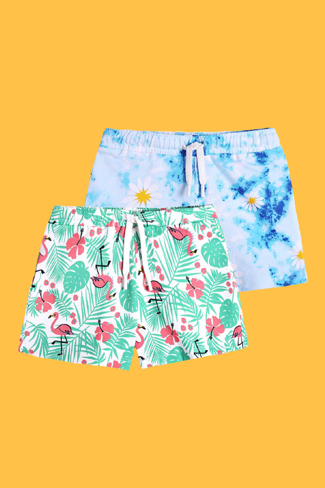 FLAMINGO PRINT AND FUN FLORAL SHORTS (PACK OF 2) - Anthrilo India