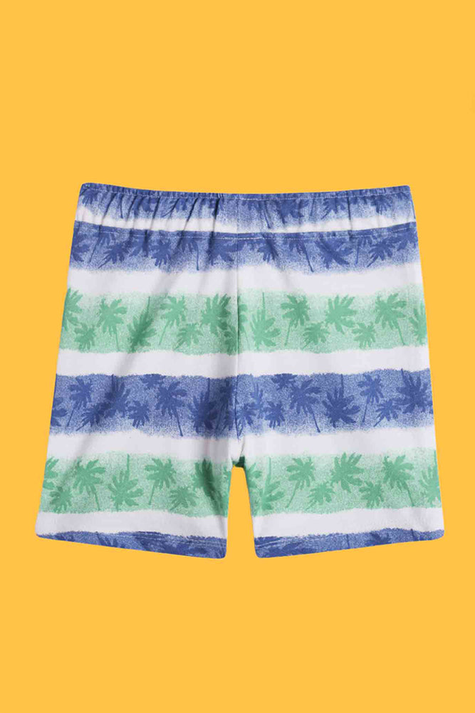 SUMMER BLUE AND PALM STRIPE SHORTS (PACK OF 2) - Anthrilo India