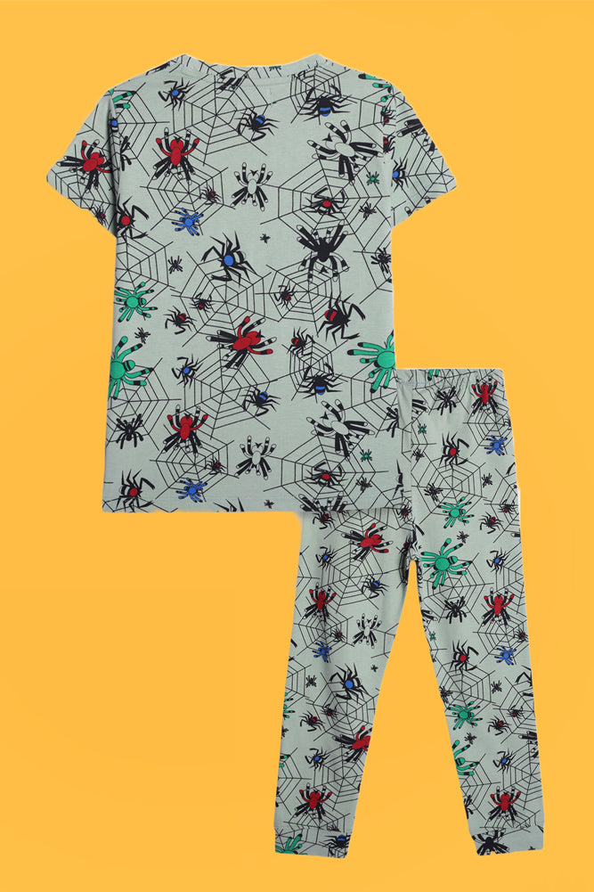SPIDER GREEN AND TRUCK SHORT SLEEVE PYJAMA SET (PACK OF 2) - Anthrilo India
