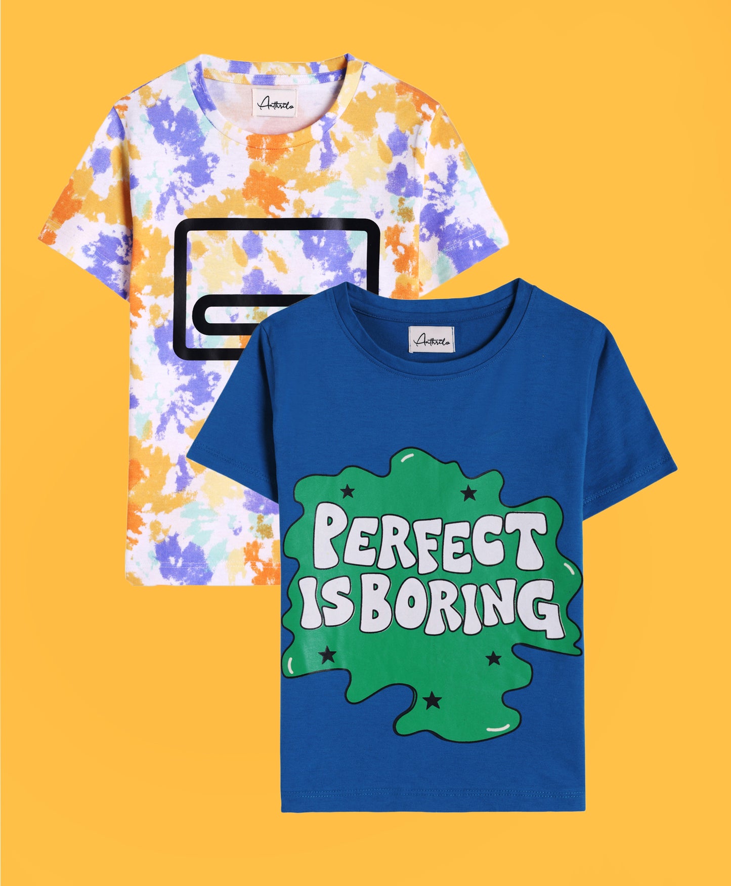 TIE DYE WHITE AND PERFECT IS BORING T-SHIRT (PACK OF 2)