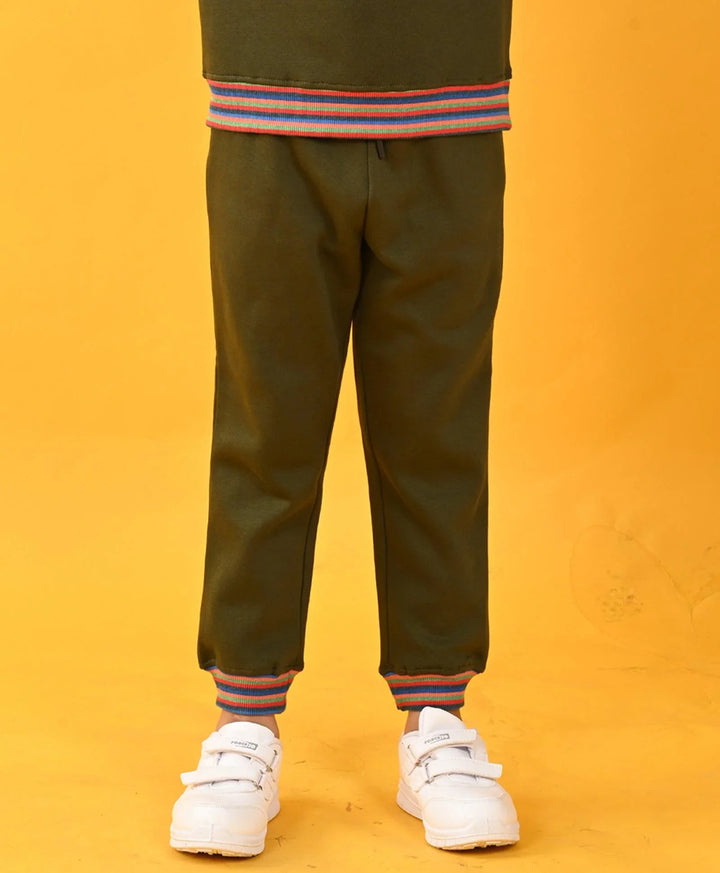 OLIVE MULTICOLOR RIB FLEECE JOGGER - OLIVE - Anthrilo 