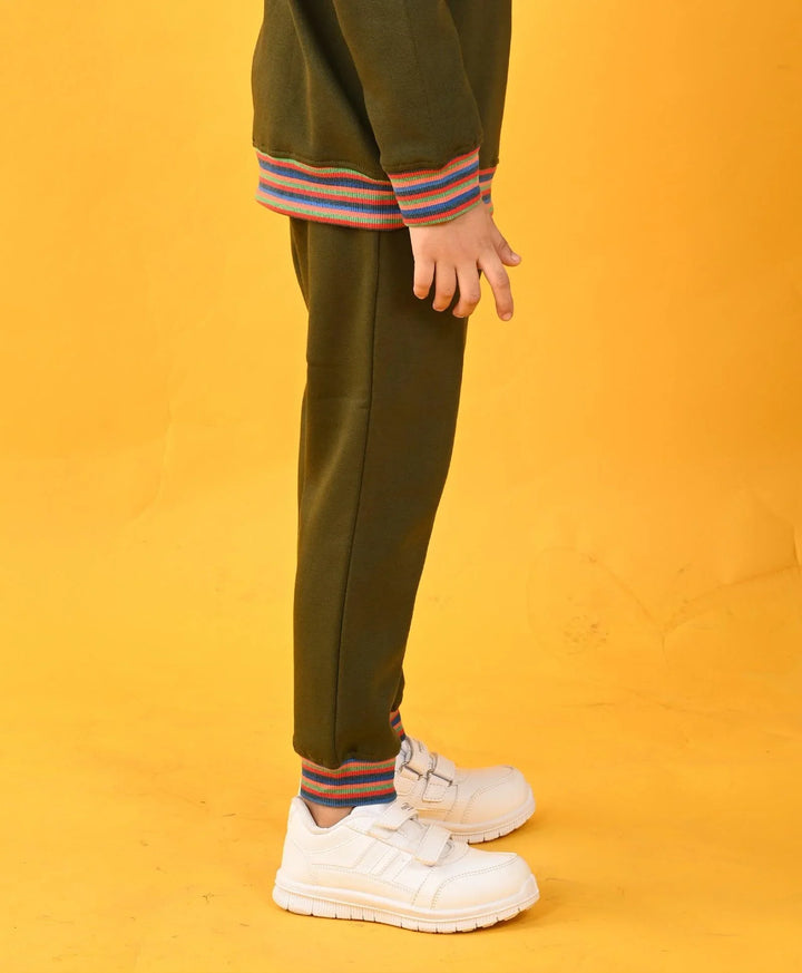 OLIVE MULTICOLOR RIB FLEECE JOGGER - OLIVE - Anthrilo 