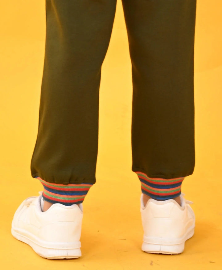 OLIVE MULTICOLOR RIB FLEECE JOGGER - OLIVE - Anthrilo 