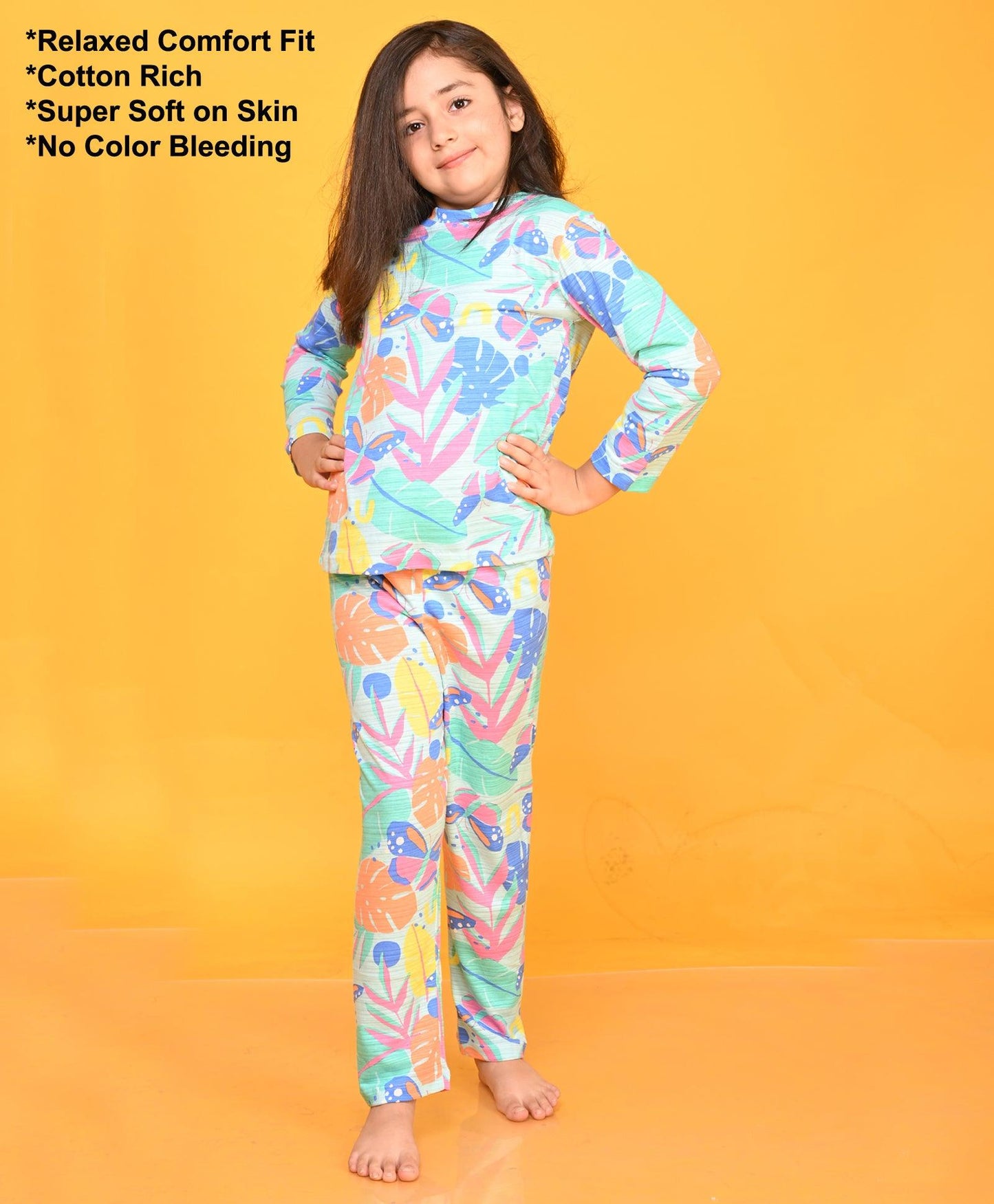 AQUA FLOWER PARADISE LONG SLEEVE PYJAMA SET - AQUA - Anthrilo 