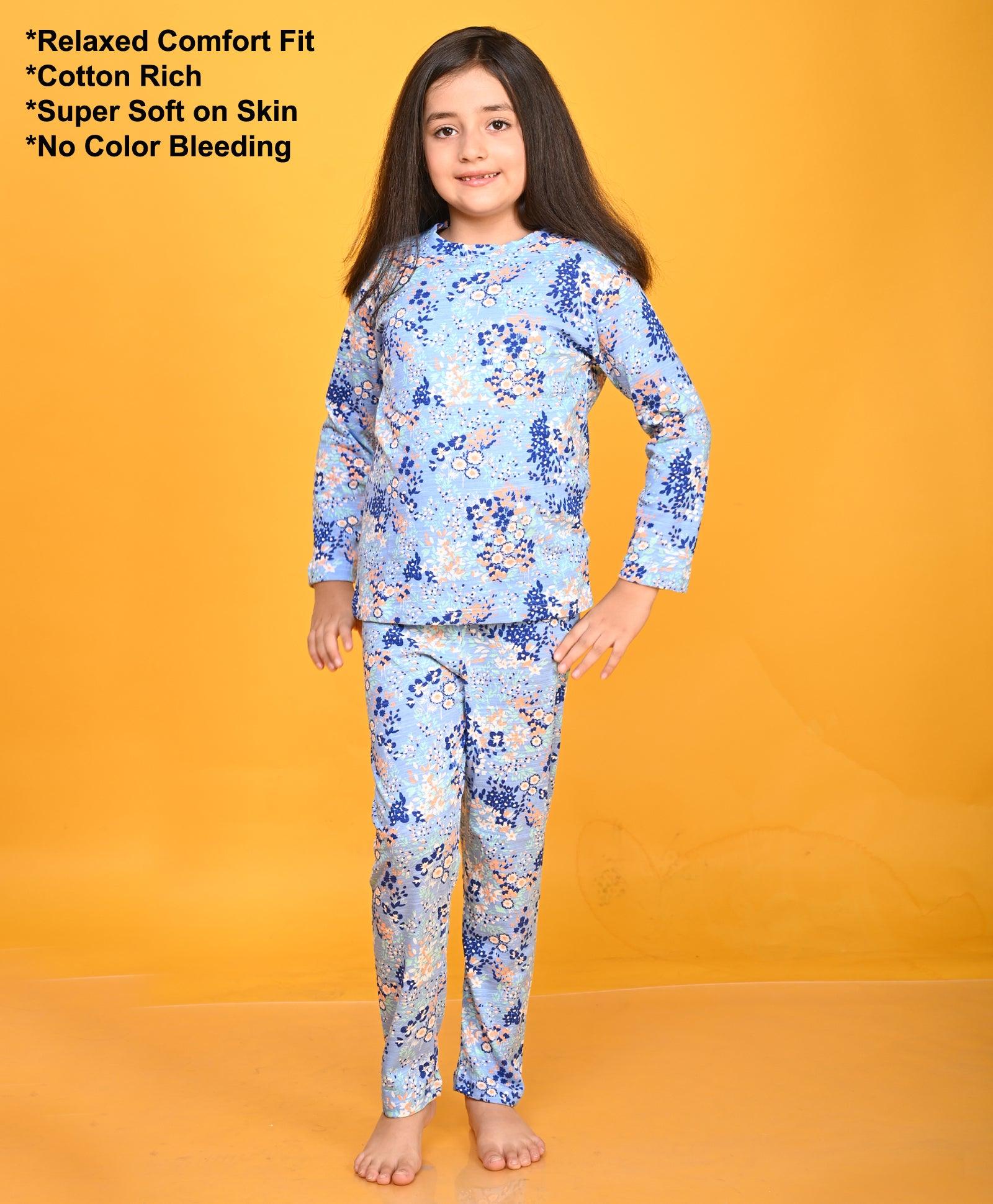 BLUE FLOWERS LONG SLEEVE PYJAMA SET - BLUE - Anthrilo 
