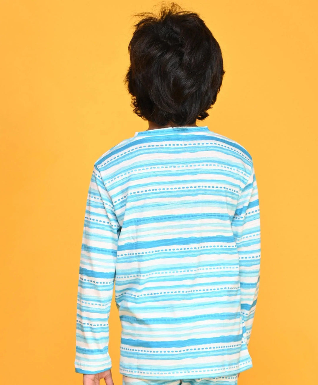 BLUE DOTTED LONG SLEEVE T-SHIRT - BLUE - Anthrilo 
