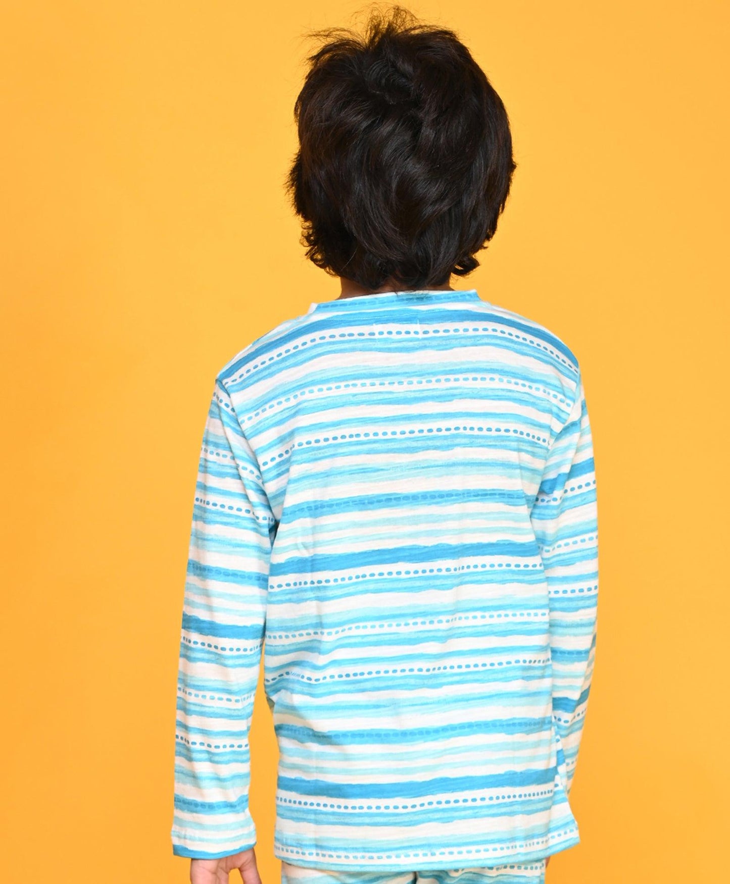 BLUE DOTTED LONG SLEEVE T-SHIRT - BLUE