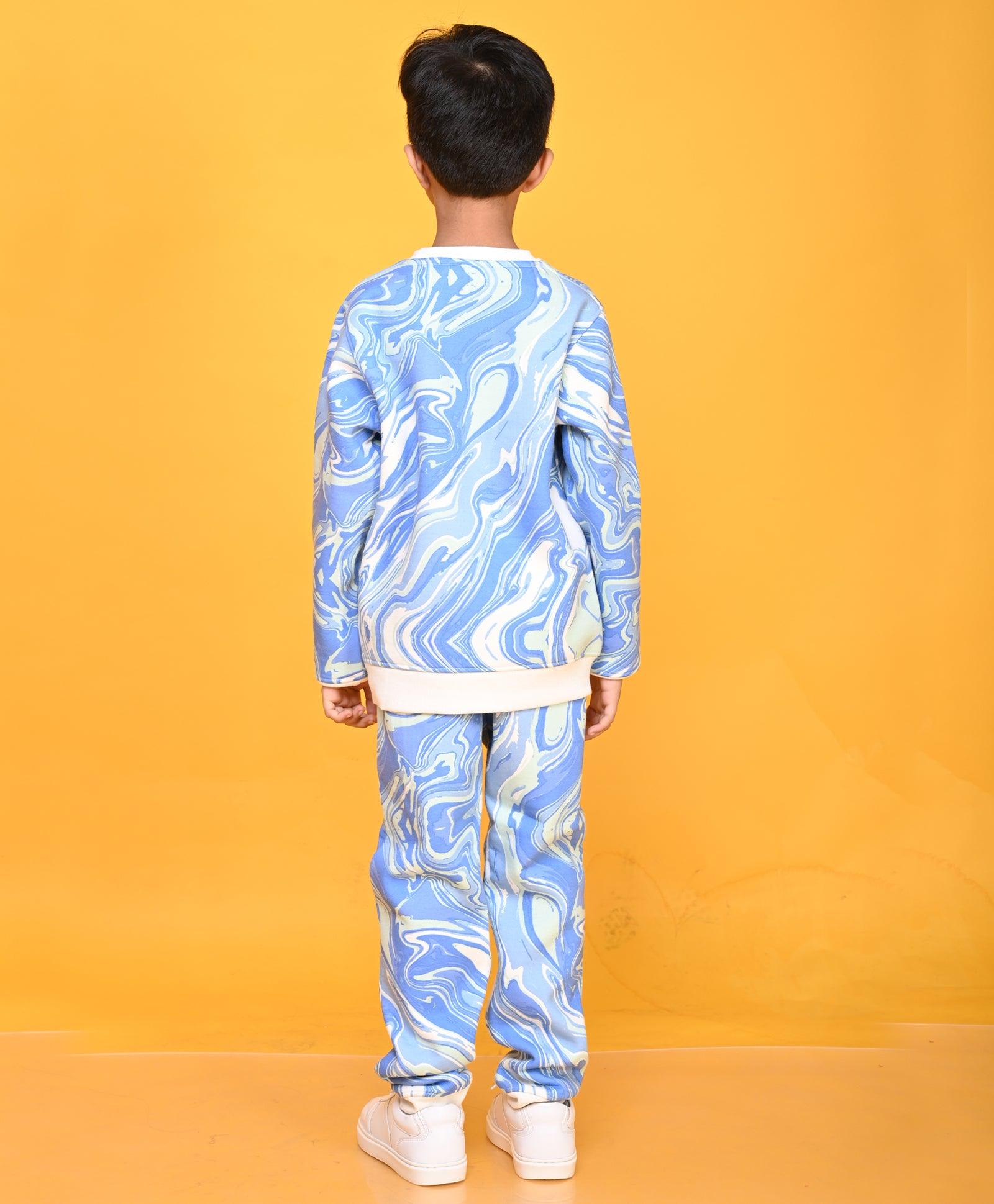 MARBLING BOYS FLEECE SWEATSHIRTJOGGER SET - BLUE - Anthrilo 