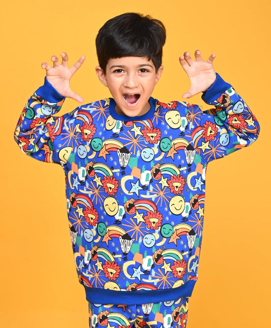 ANIMAL BOYS FLEECE SWEATSHIRT - BLUE - Anthrilo 
