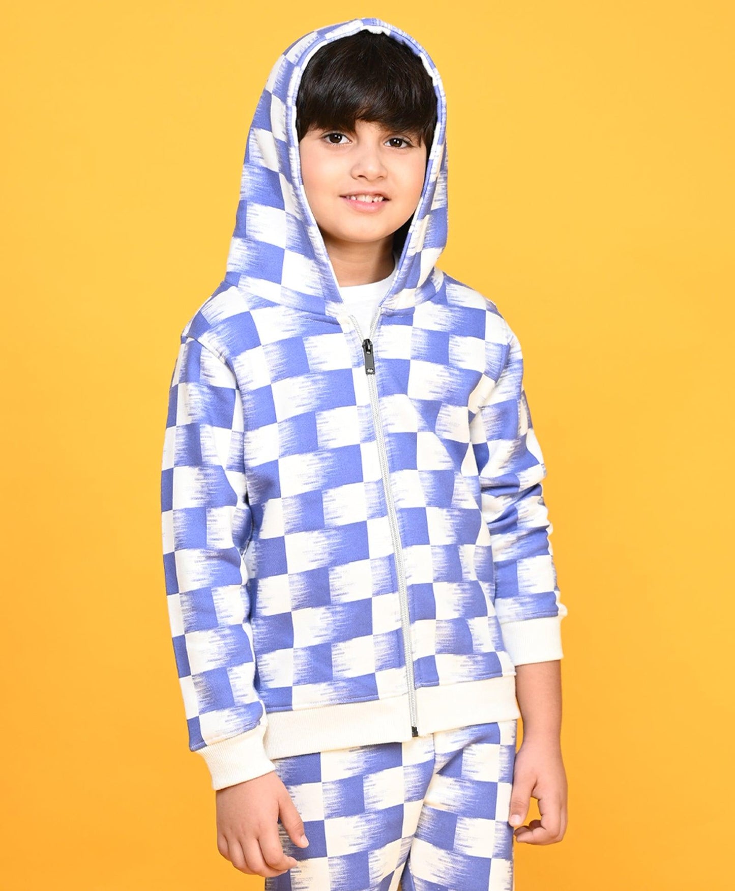 CHECK BLUE BOYS ZIPPER HOODIE - BLUE - Anthrilo 