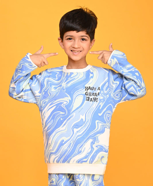 MARBLING BOYS FLEECE SWEATSHIRT - BLUE - Anthrilo 