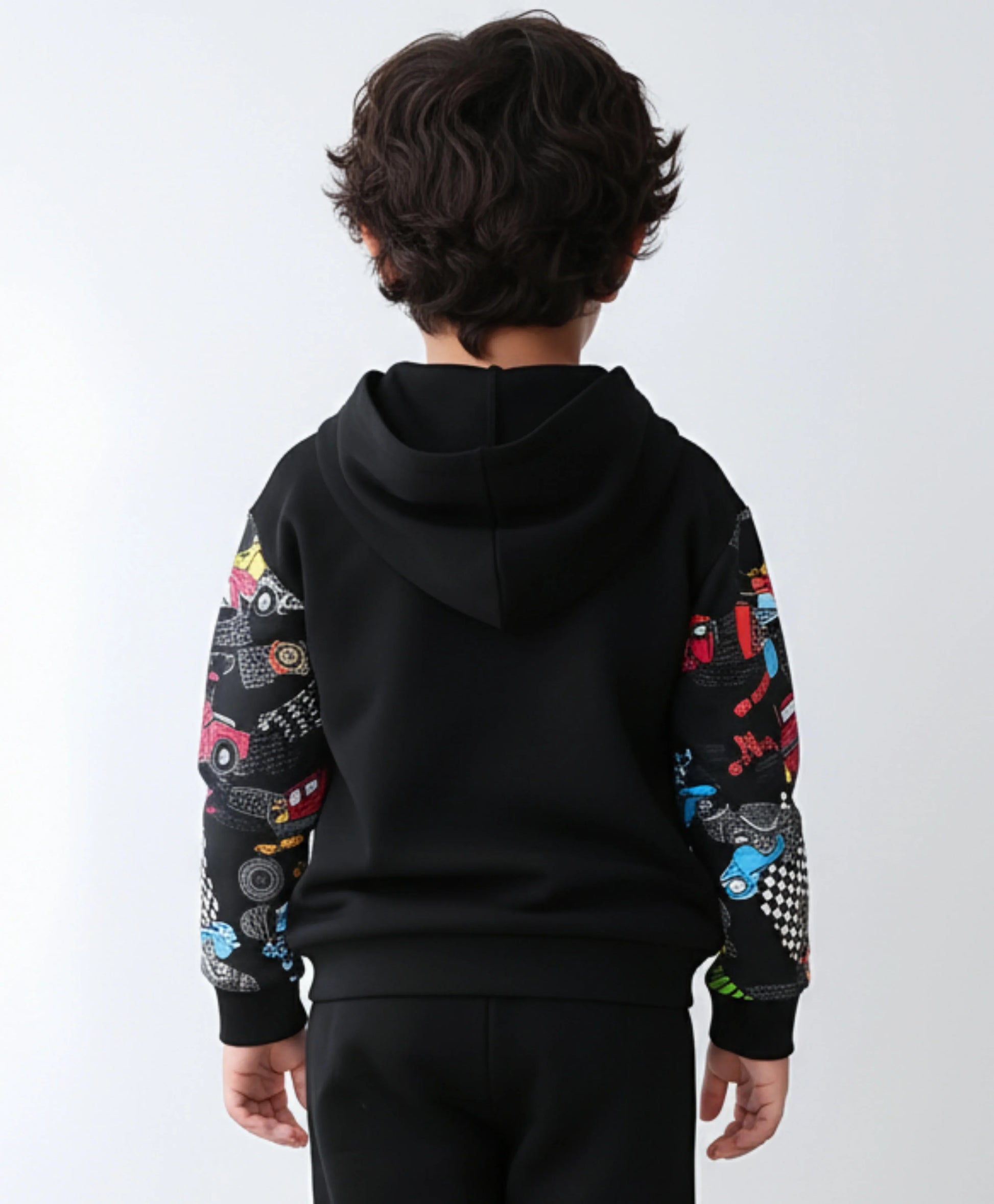 TRUCK BLACK COLOR BLOCK BOYS FLEECE HOODIE - BLACK - Anthrilo 