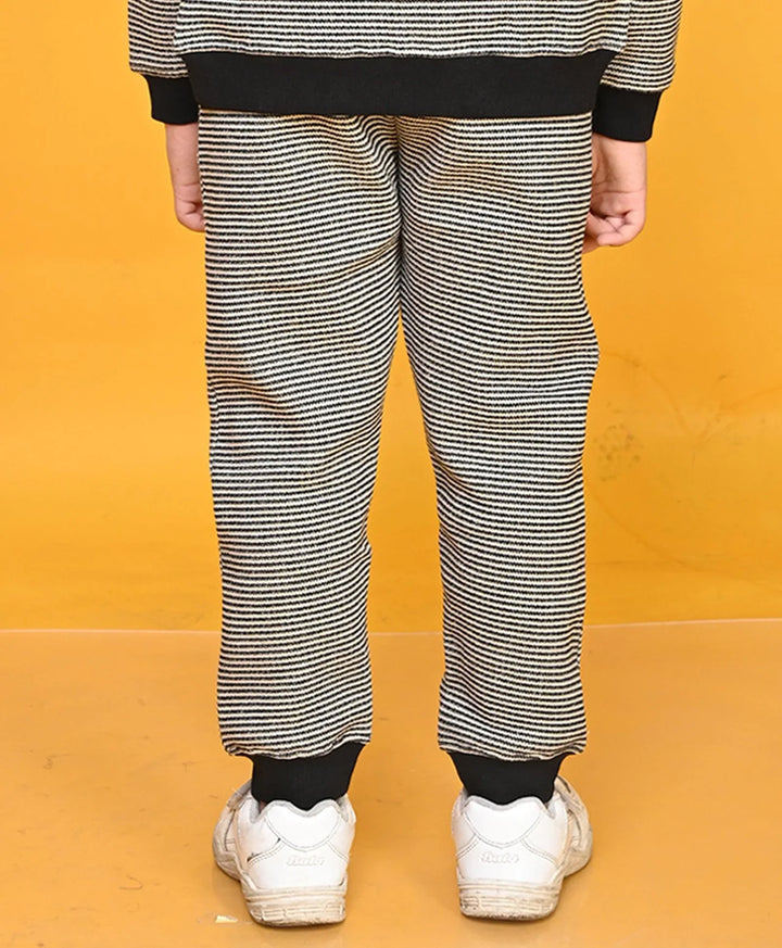 BLACK BEIGE KNITTED BOYS FLEECE JOGGER - BLACK - Anthrilo 
