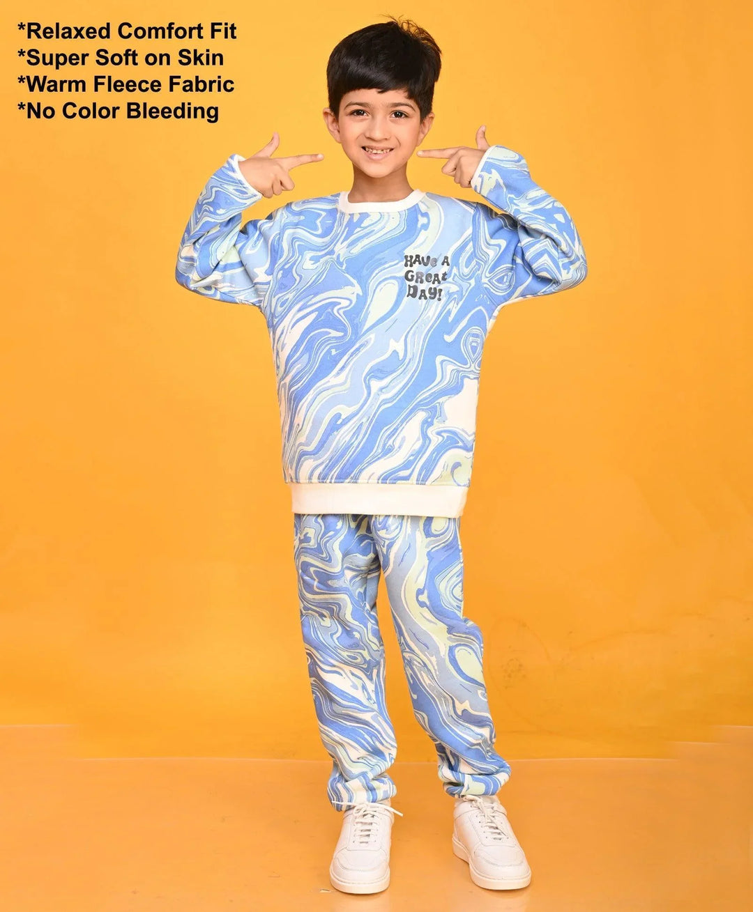 MARBLING BOYS FLEECE JOGGER - BLUE - Anthrilo 