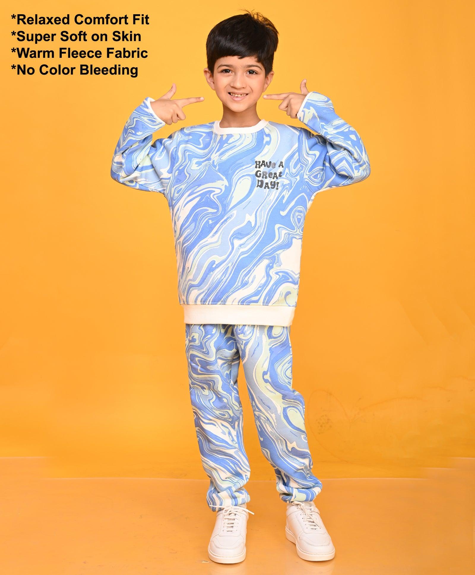 MARBLING BOYS FLEECE JOGGER - BLUE - Anthrilo 