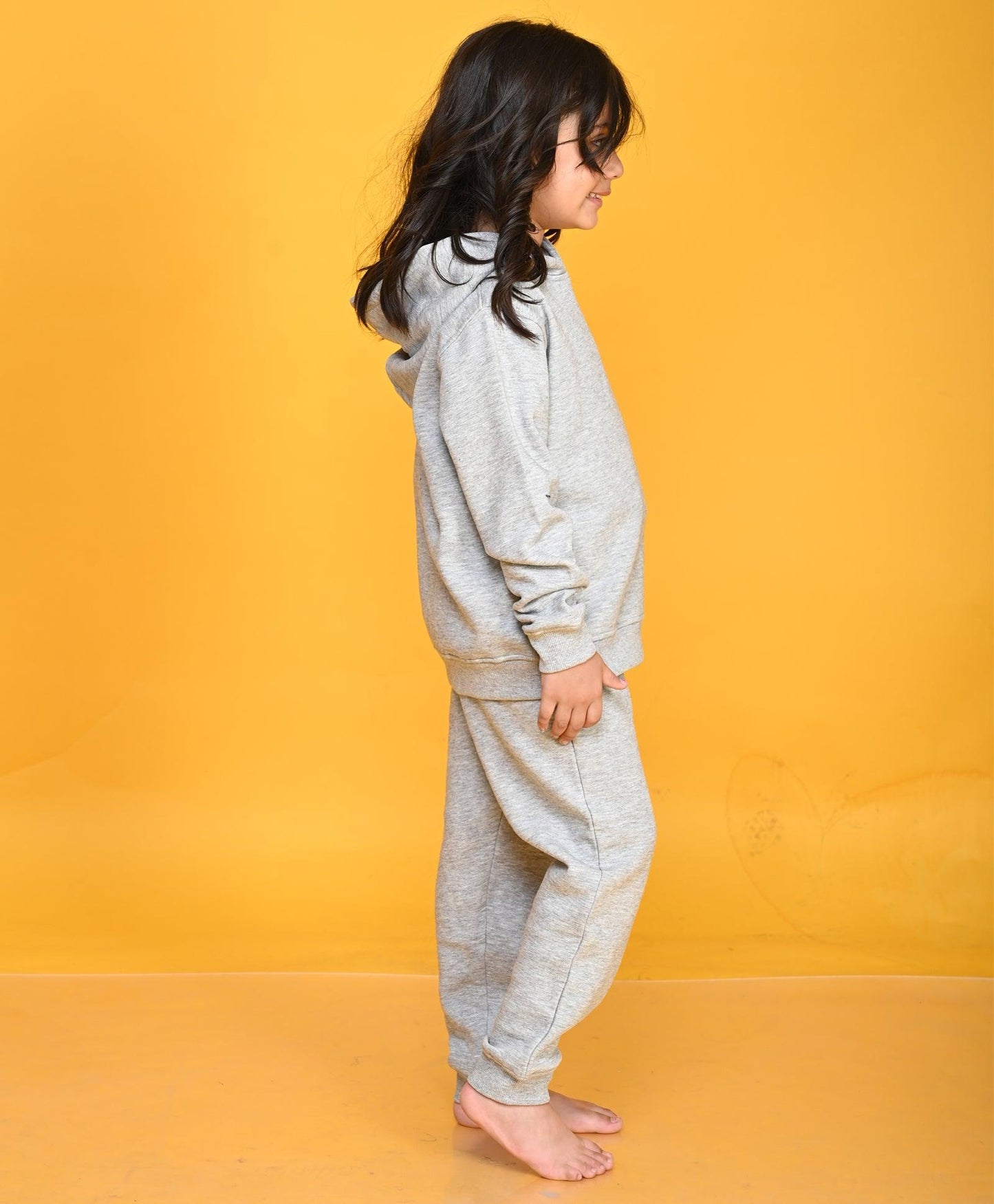 SPORTY COLLECTION GIRLS HOODIE JOGGER SET - GREY MELANGE