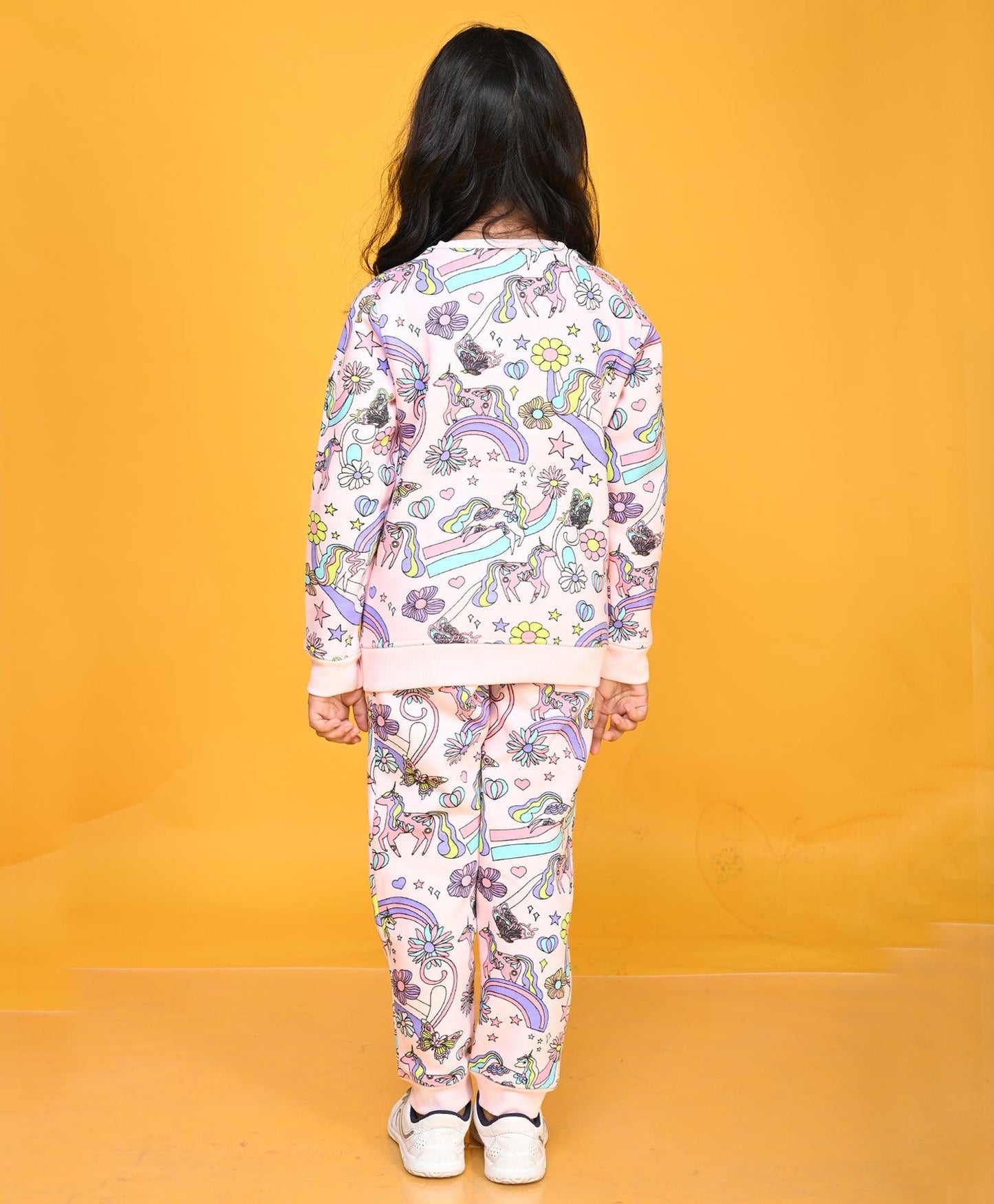 UNICORN BUTTERFLY GIRLS FLEECE SWEATSHIRT JOGGER SET - PINK