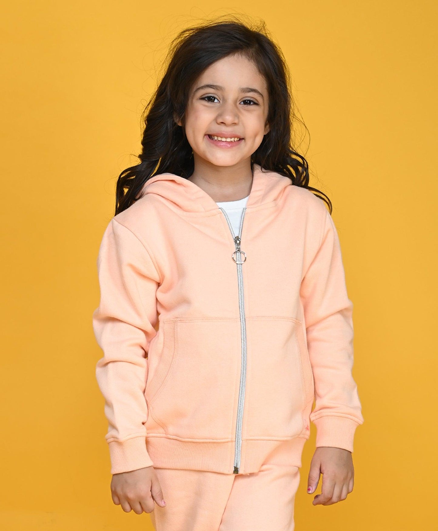 PINEAPPLE PEACH GIRLS ZIPPER HOODIE - PEACH - Anthrilo 