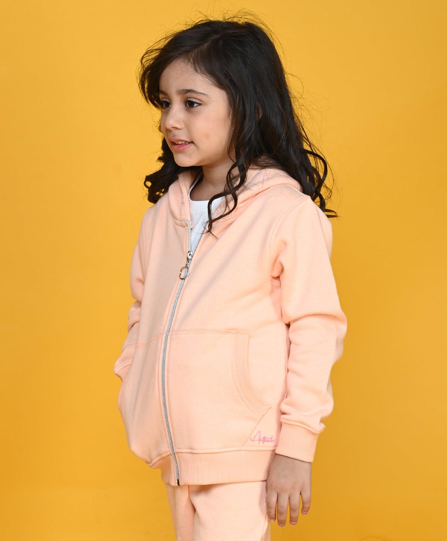 PINEAPPLE PEACH GIRLS ZIPPER HOODIE - PEACH - Anthrilo 