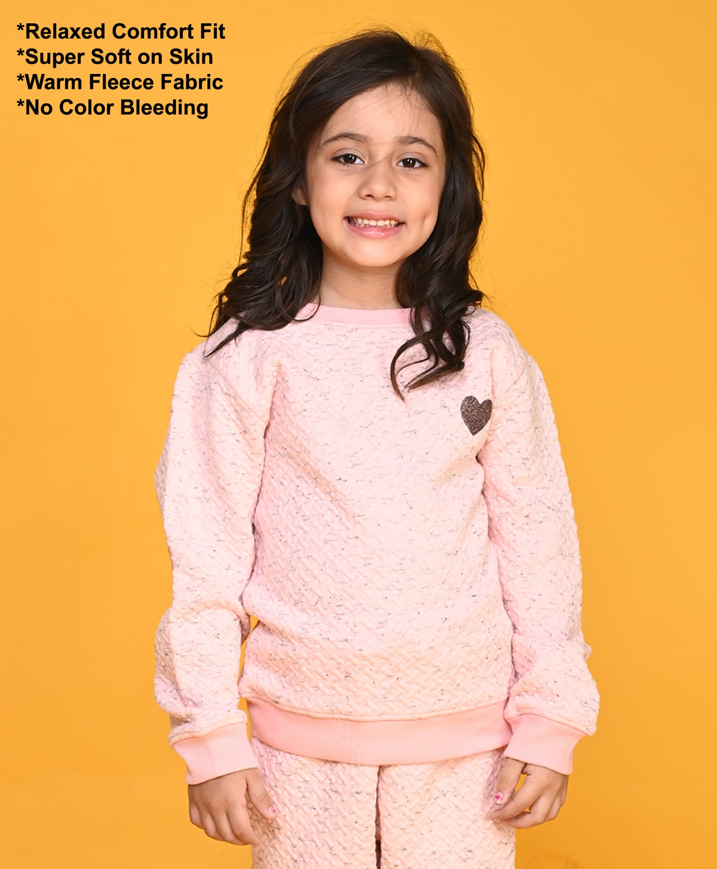 PINK QUILTED GIRLS SWEATSHIRT - NEON PINK