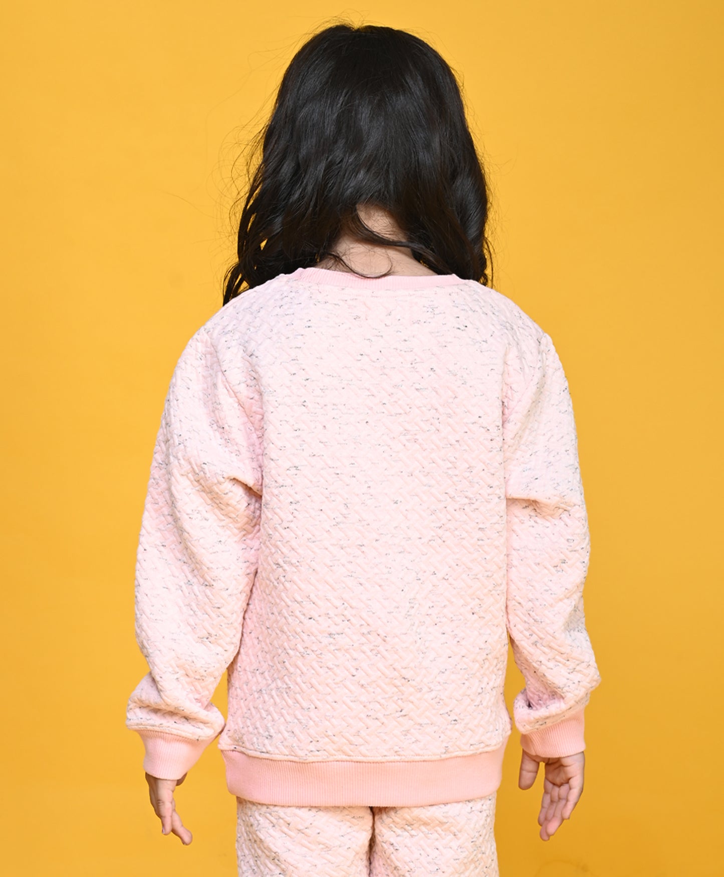 PINK QUILTED GIRLS SWEATSHIRT - NEON PINK