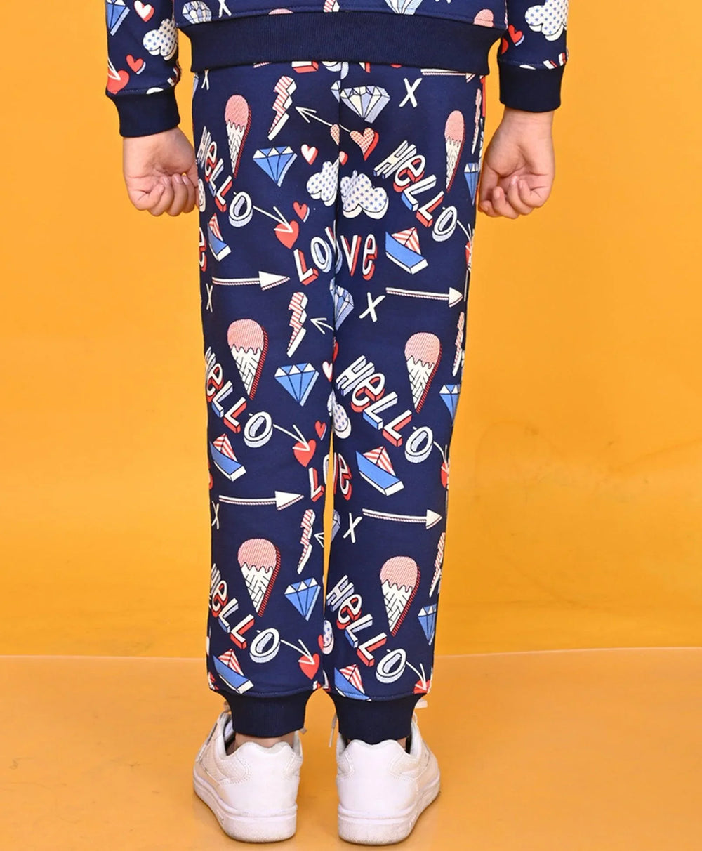 HELLO LOVE GIRLS JOGGER - NAVY BLUE - Anthrilo 
