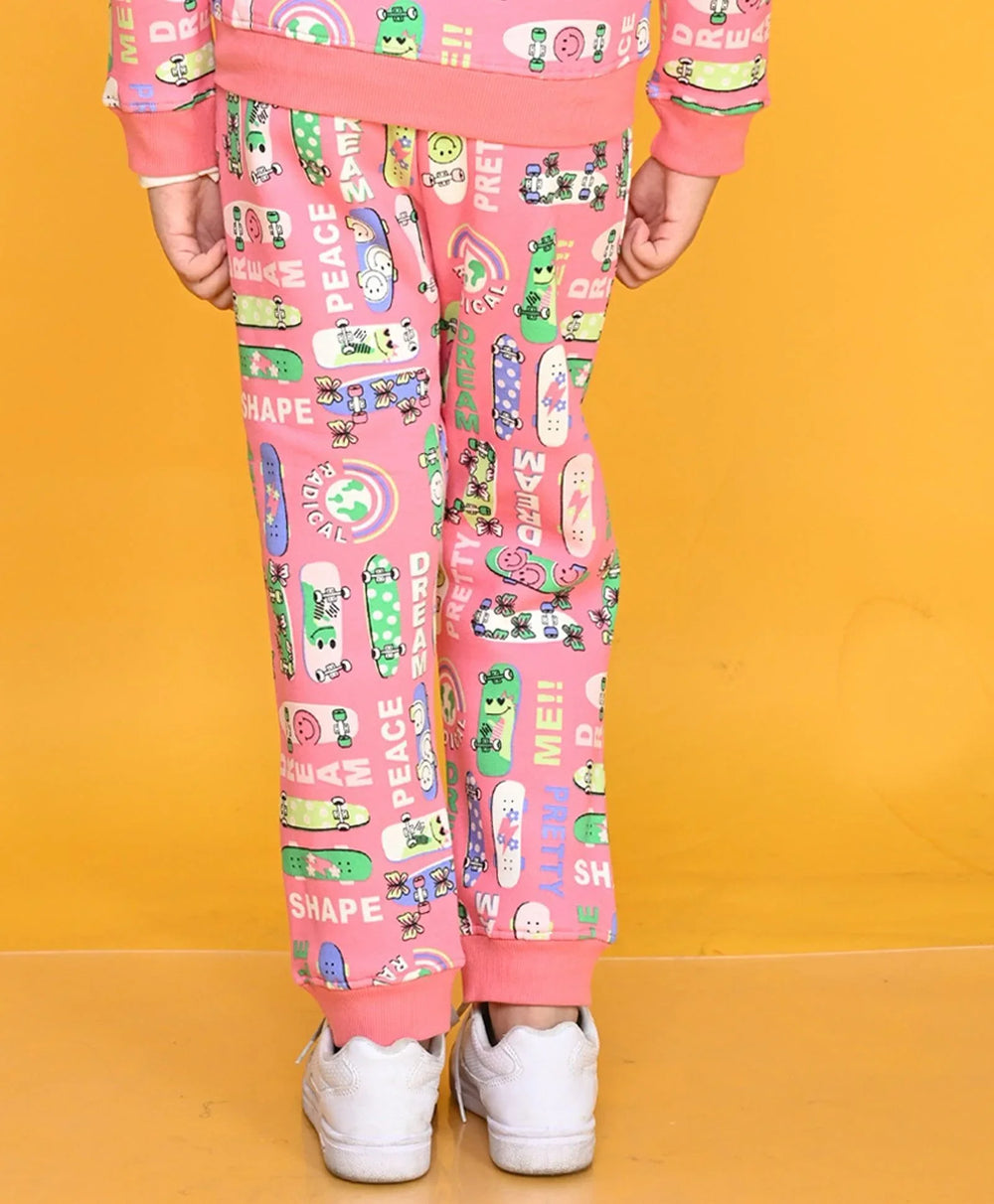 SKATE PINK GIRLS FLEECE JOGGER - PINK - Anthrilo 
