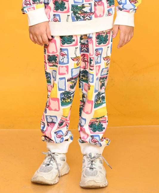 FLAMINGO NEW GIRLS FLEECE JOGGER - WHITE - Anthrilo 