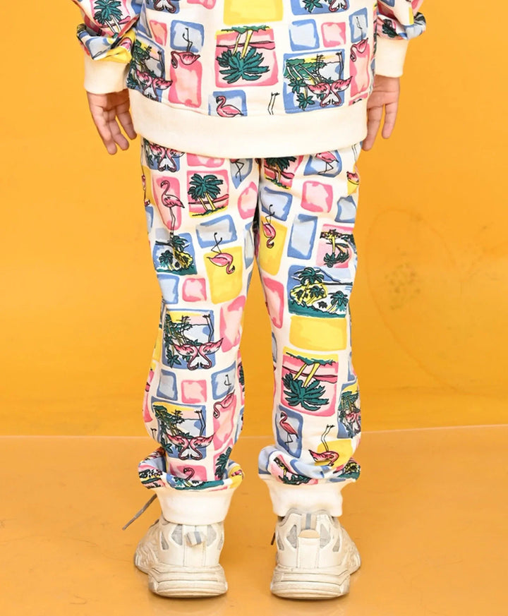 FLAMINGO NEW GIRLS FLEECE JOGGER - WHITE - Anthrilo 