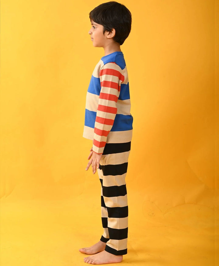 BLUE STRIPE LONG SLEEVE PYJAMA SET - FOREVER - Anthrilo 