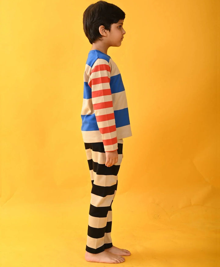 BLUE STRIPE LONG SLEEVE PYJAMA SET - FOREVER - Anthrilo 