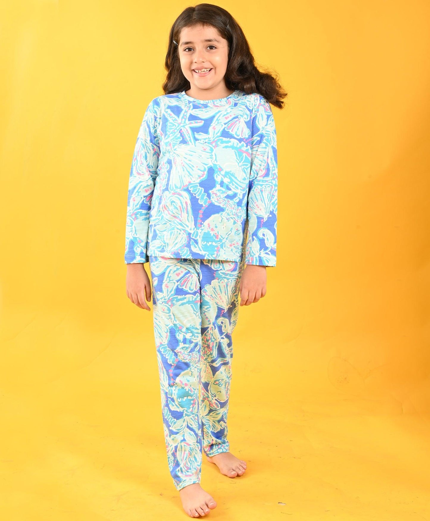 OCEAN BLUE GIRLS LONG SLEEVES PYJAMA SET - BLUE - Anthrilo 