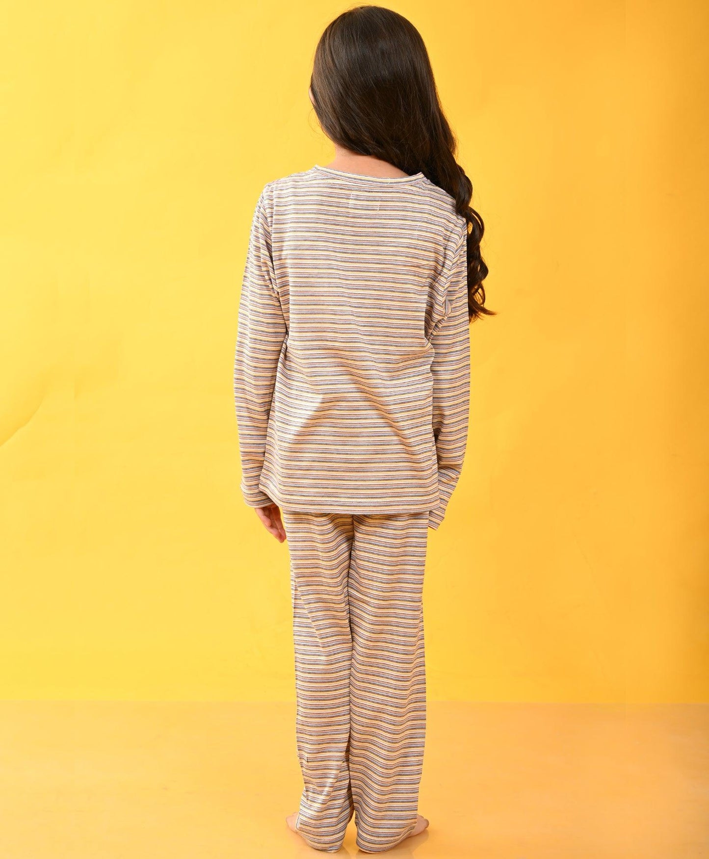 PRETTY STRIPED RAINBOW LONG SLEEVES PYJAMA SET - PINK - Anthrilo 