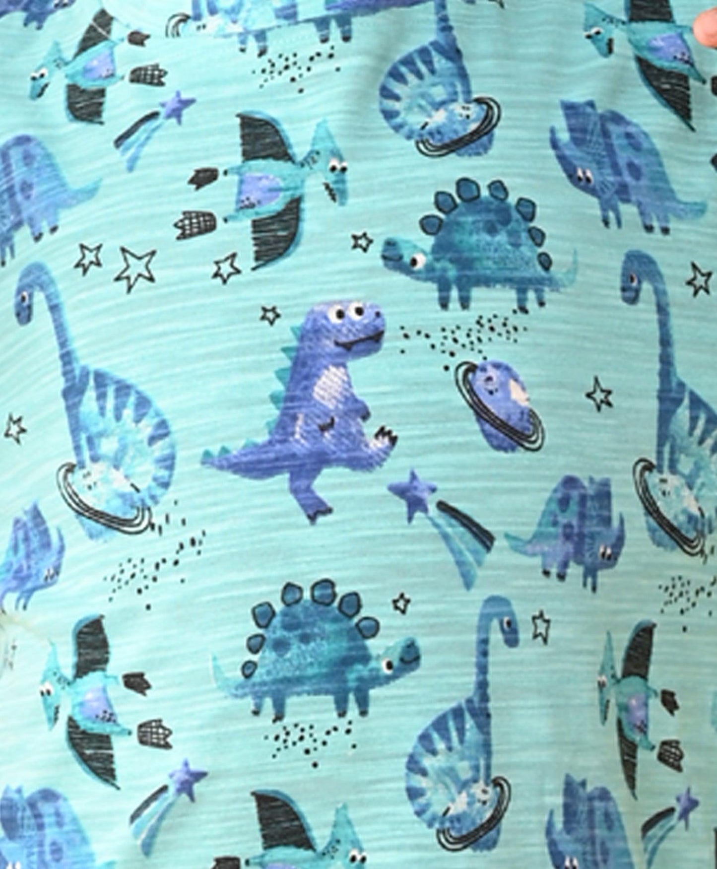 SPACE DINOSOAUR LONG SLEEVE PYJAMA SET D - AQUA