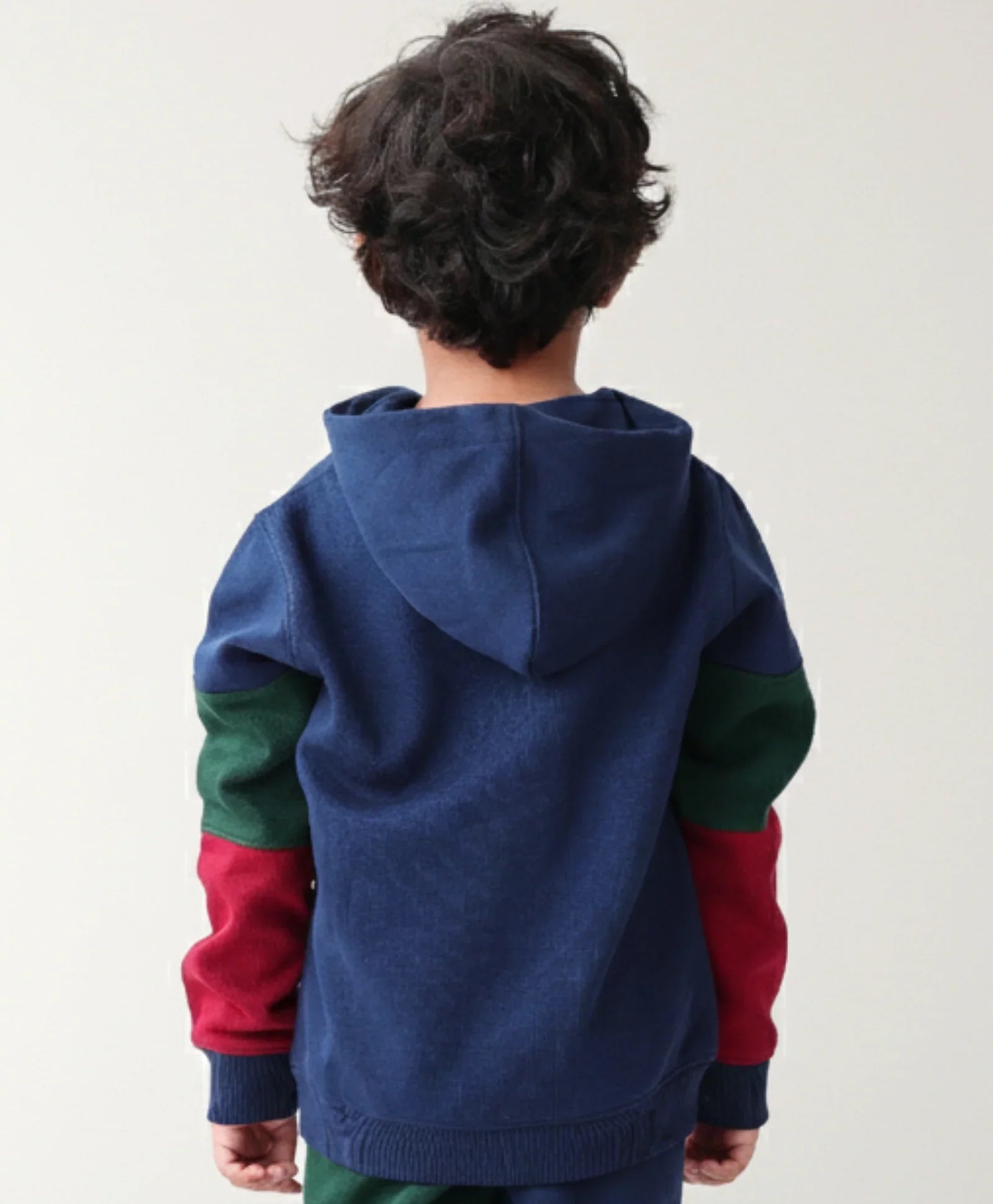 NAVY MEHRRON GREEN COLOR BLOCK FLEECE HOODIE - NAVY - Anthrilo 