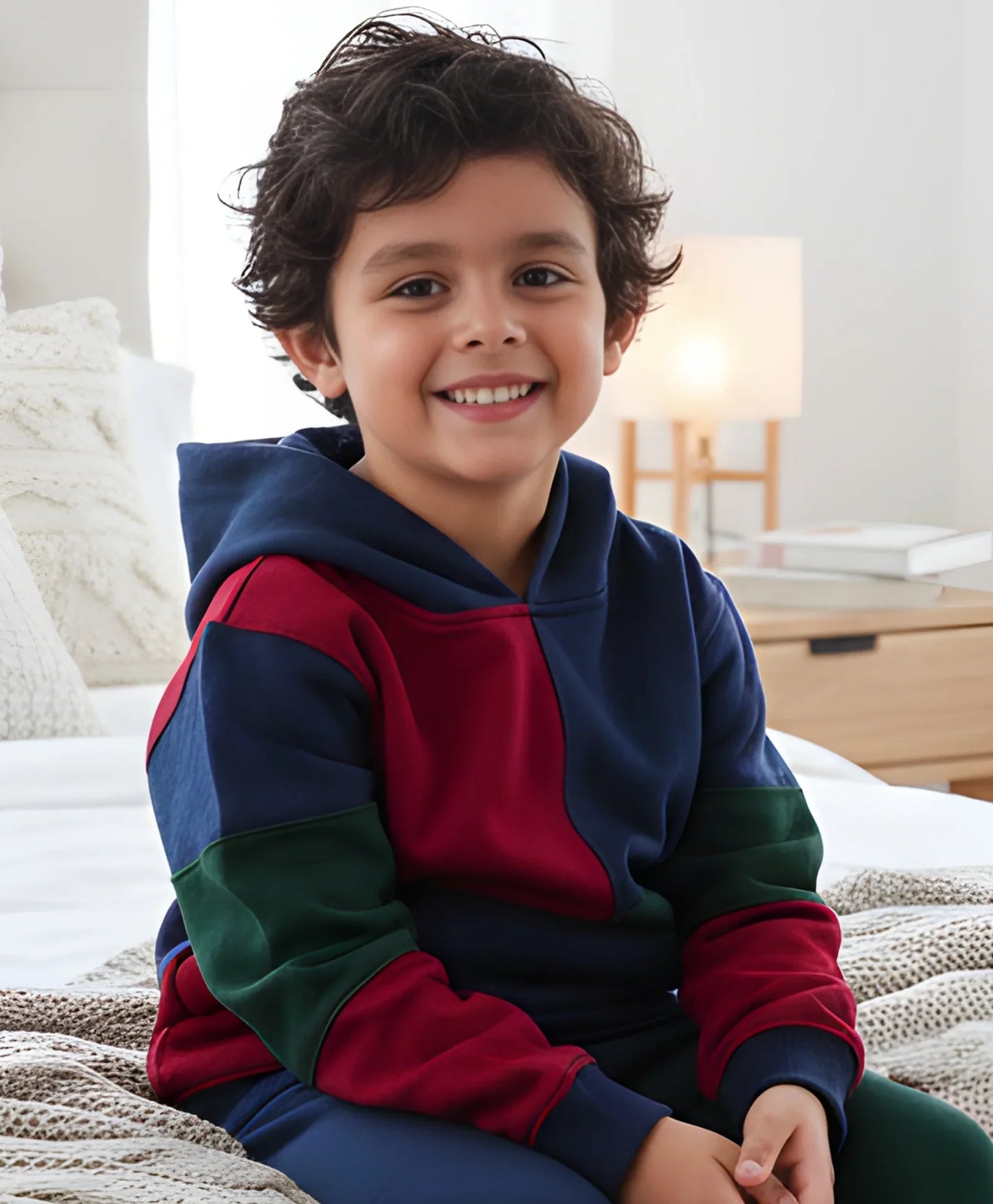 NAVY MEHRRON GREEN COLOR BLOCK FLEECE HOODIE - NAVY - Anthrilo 