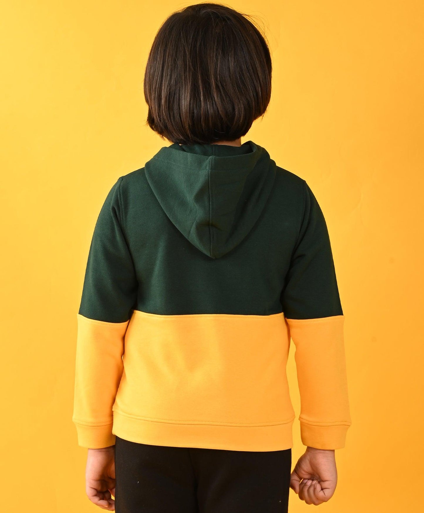 YELLOW GREEN TERRY BOYS HOODIE - YELLOW