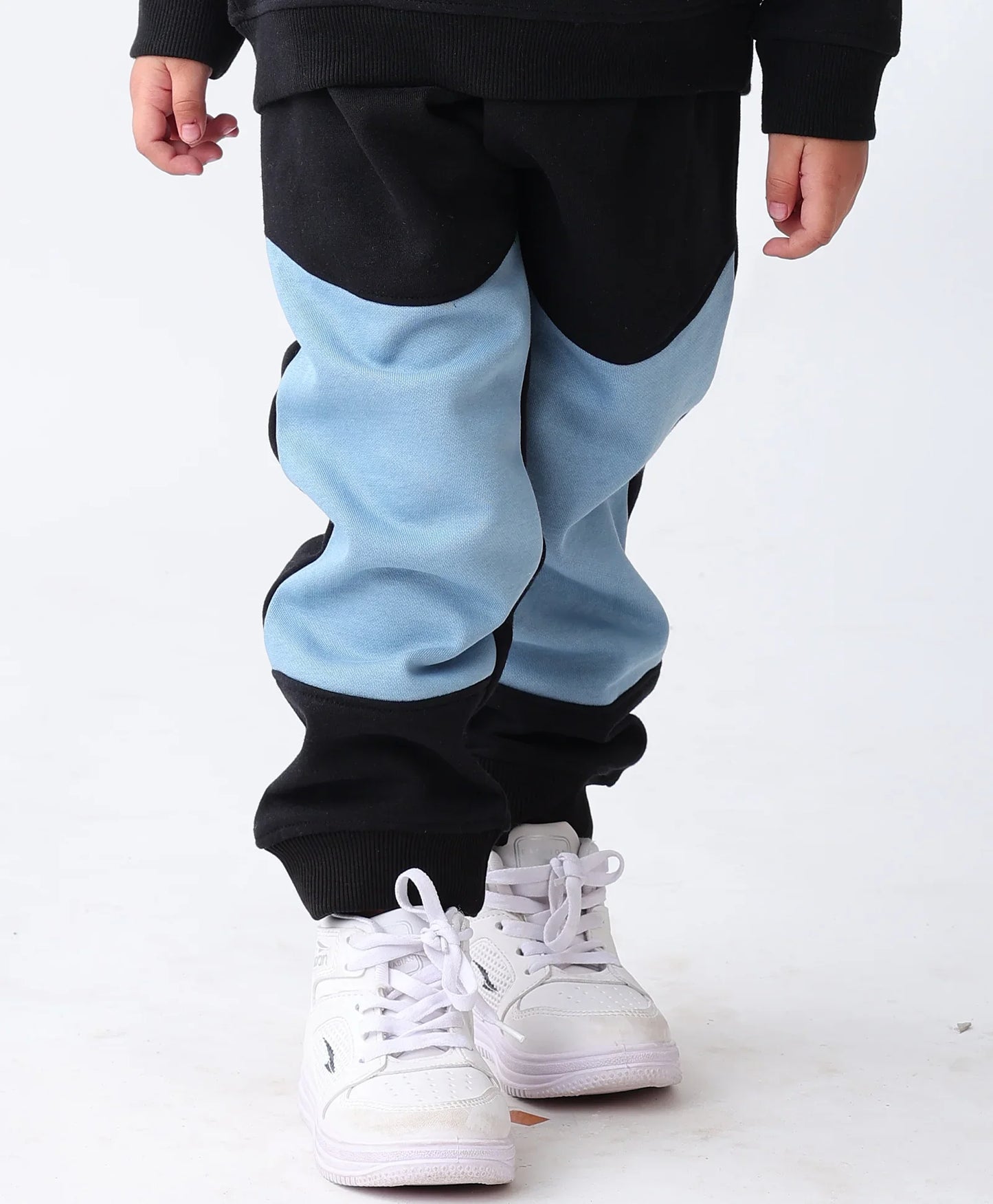 BLACK BLUE INTERLOCK BOYS FLEECE JOGGER - BLACK